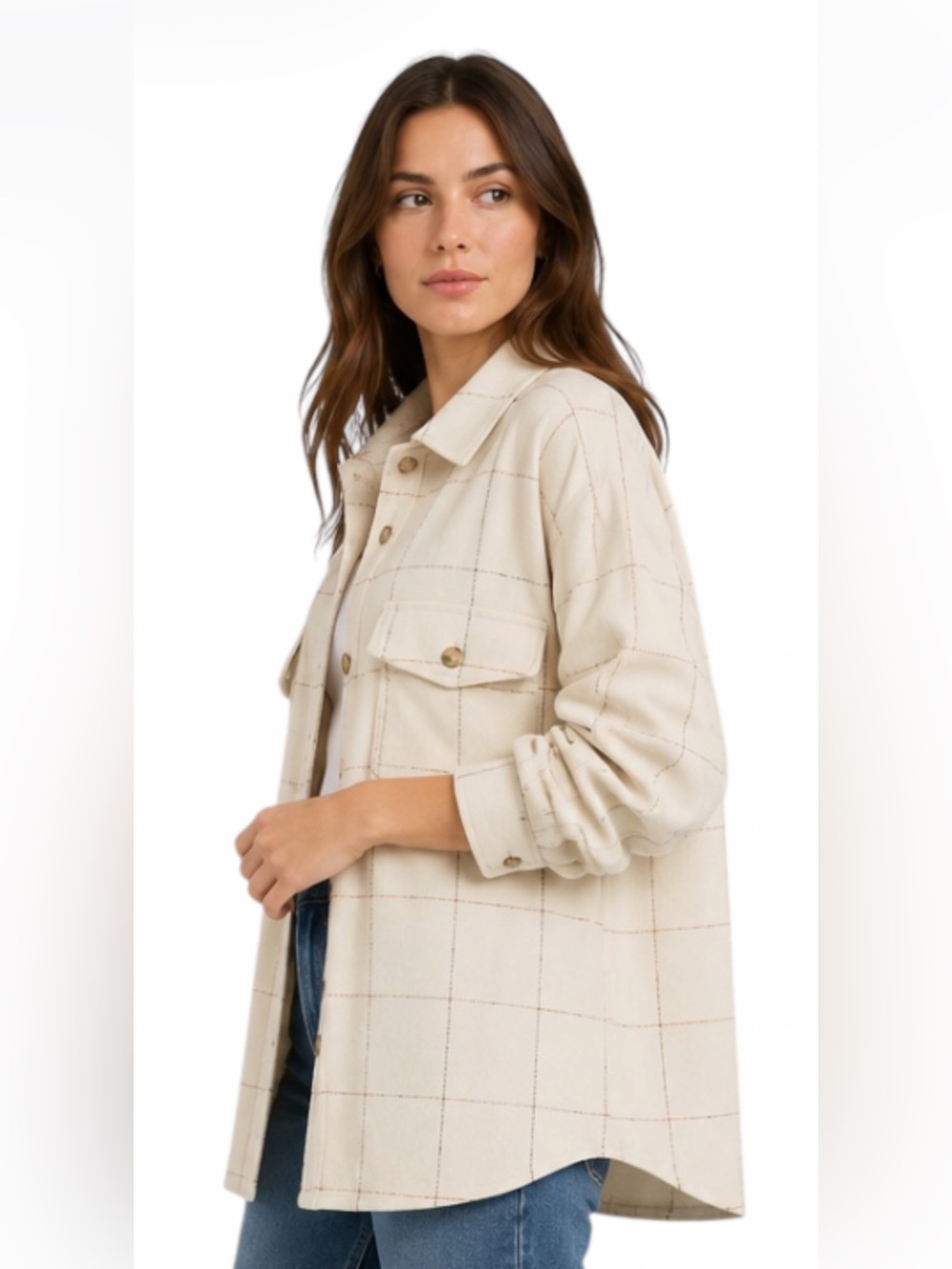 Madewell Bouclé Oversized Shirt-Jacket in Windowpane